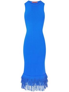 Simon Miller Bright Blue Sleeveless Fringe-Hem Maxi Dress